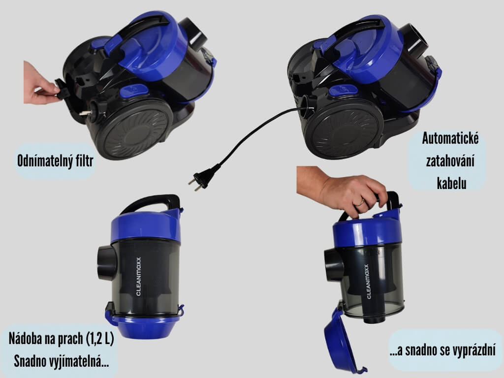 CleanMaxx Bezsáčkový cyklónový podlahový vysavač BCV-19133 (2)